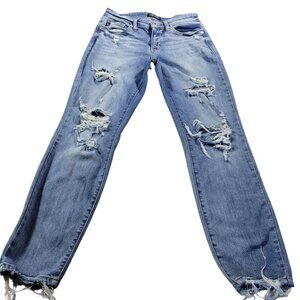 Judy Blue Jeans Womens 1/25 Boyfriend Medium Wash Denim Distressed